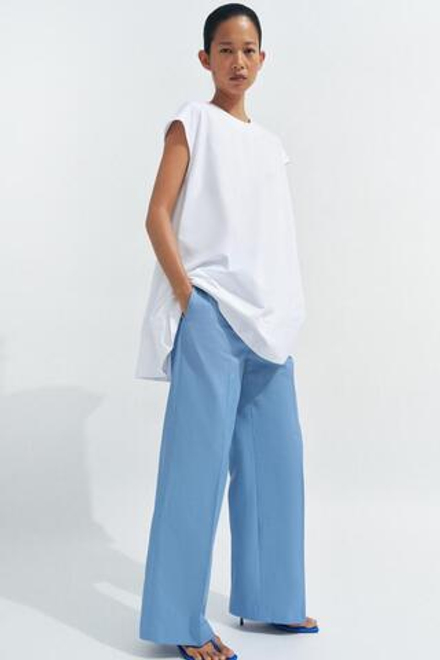 ZARA БРЮКИ STRAIGHT FIT — ZW COLLECTION, СИНИЙ