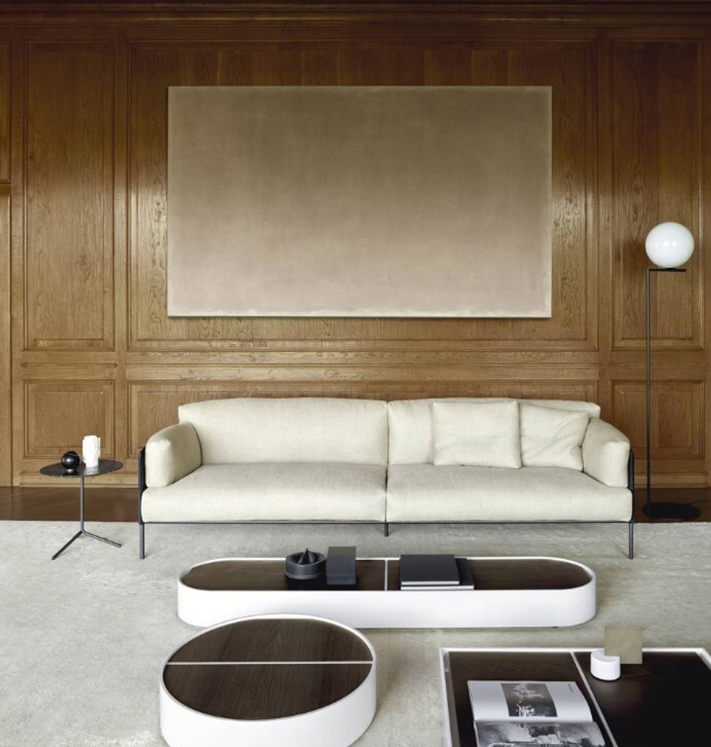 Стол-контейнер Flap LIVING DIVANI металл/мдф/stone oak/white  900х900х170h