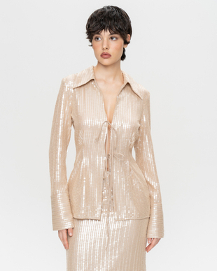 Блуза из пайеток на завязках