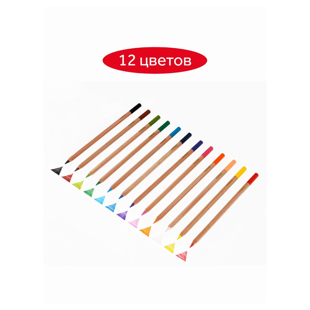 Карандаши цветные Гамма "Мультики", 12цв., супермягкие, увелич. диаметр грифеля 4,0мм, заточен., картон. упак., европодвес