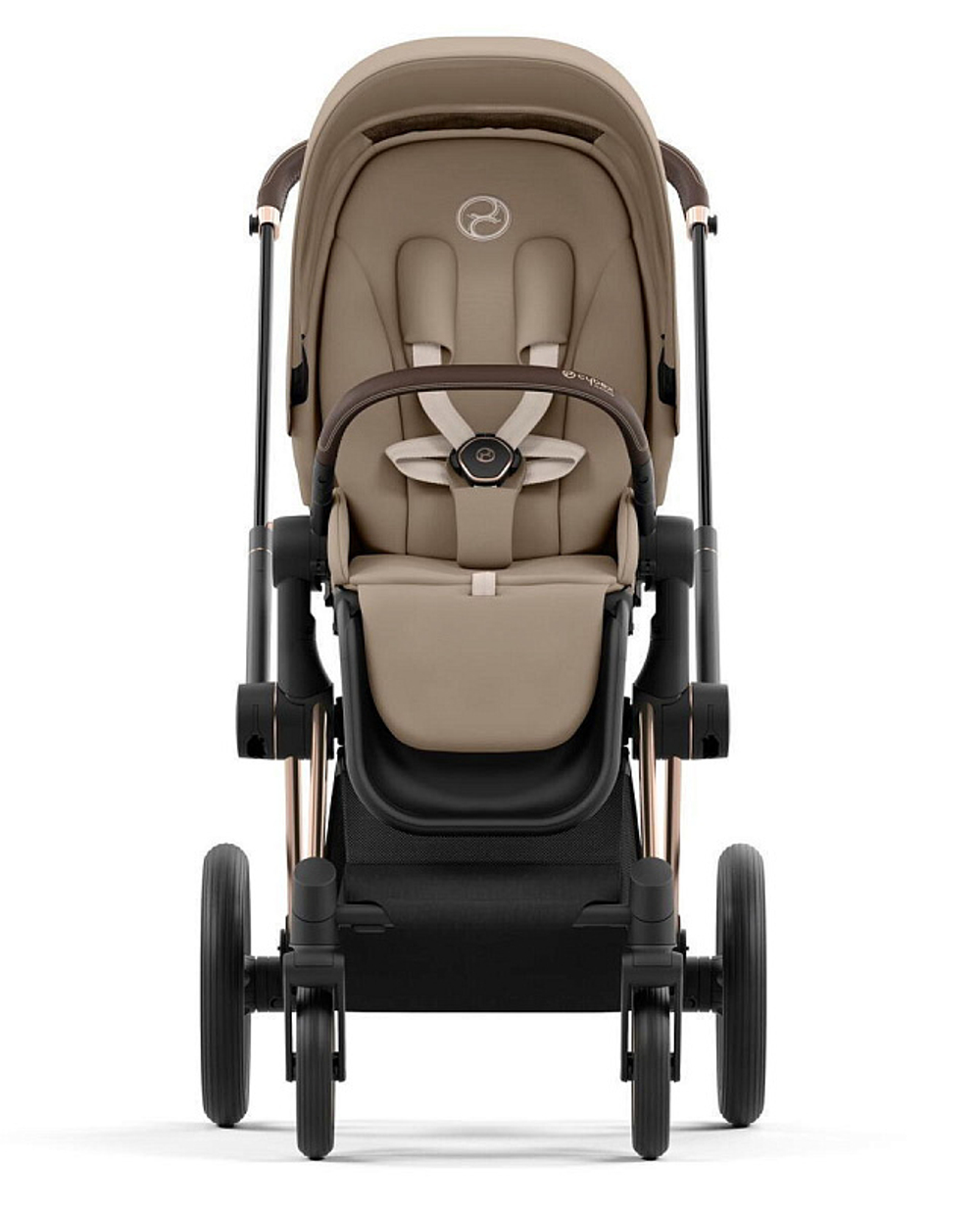 Коляска 3 в 1 Cybex Priam IV Rosegold complete и автокресло Cloud T i-Size Platinum White Plus Cozy Beige