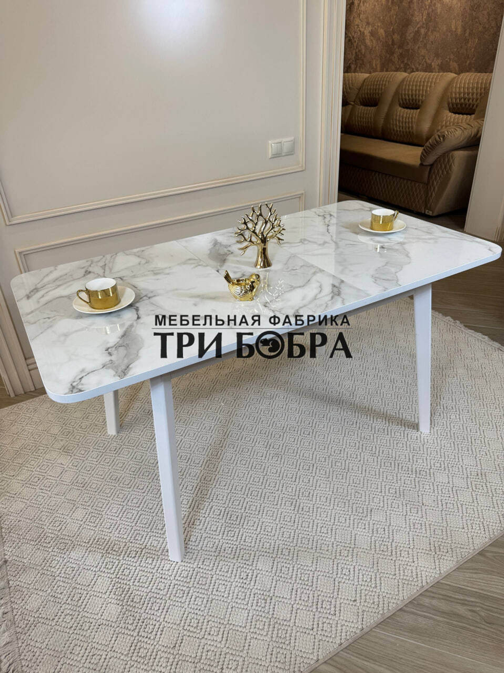 Кухонный раздвижной стол "Модерн", мрамор Парфенон