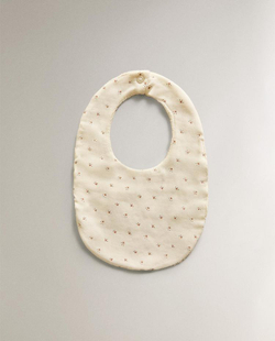 ZARA HOME ДЕТСКИЙ НАГРУДНИК С ЦВЕТОЧНЫМ ПРИНТОМ, ЭКРЮ