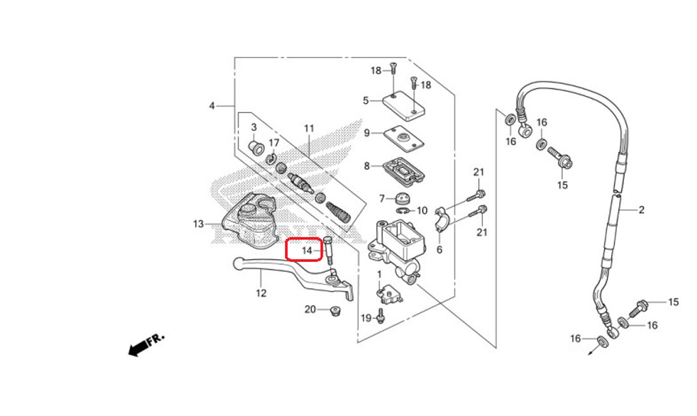 90114-166-006. BOLT, HANDLE LEVER PIVOT. HONDA