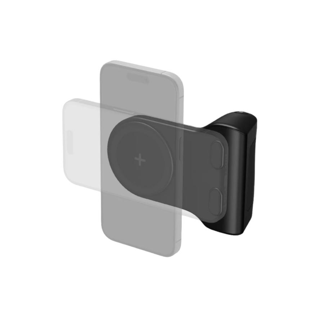 Держатель MagSafe для мобильной съёмки Energea MagCam Grip для iPhone 5000 мА·ч, 18,5 Вт·ч | Порты: USB-C, Qi 5 Вт; LED-индикация. Максимальная выходная мощность — 10 Вт