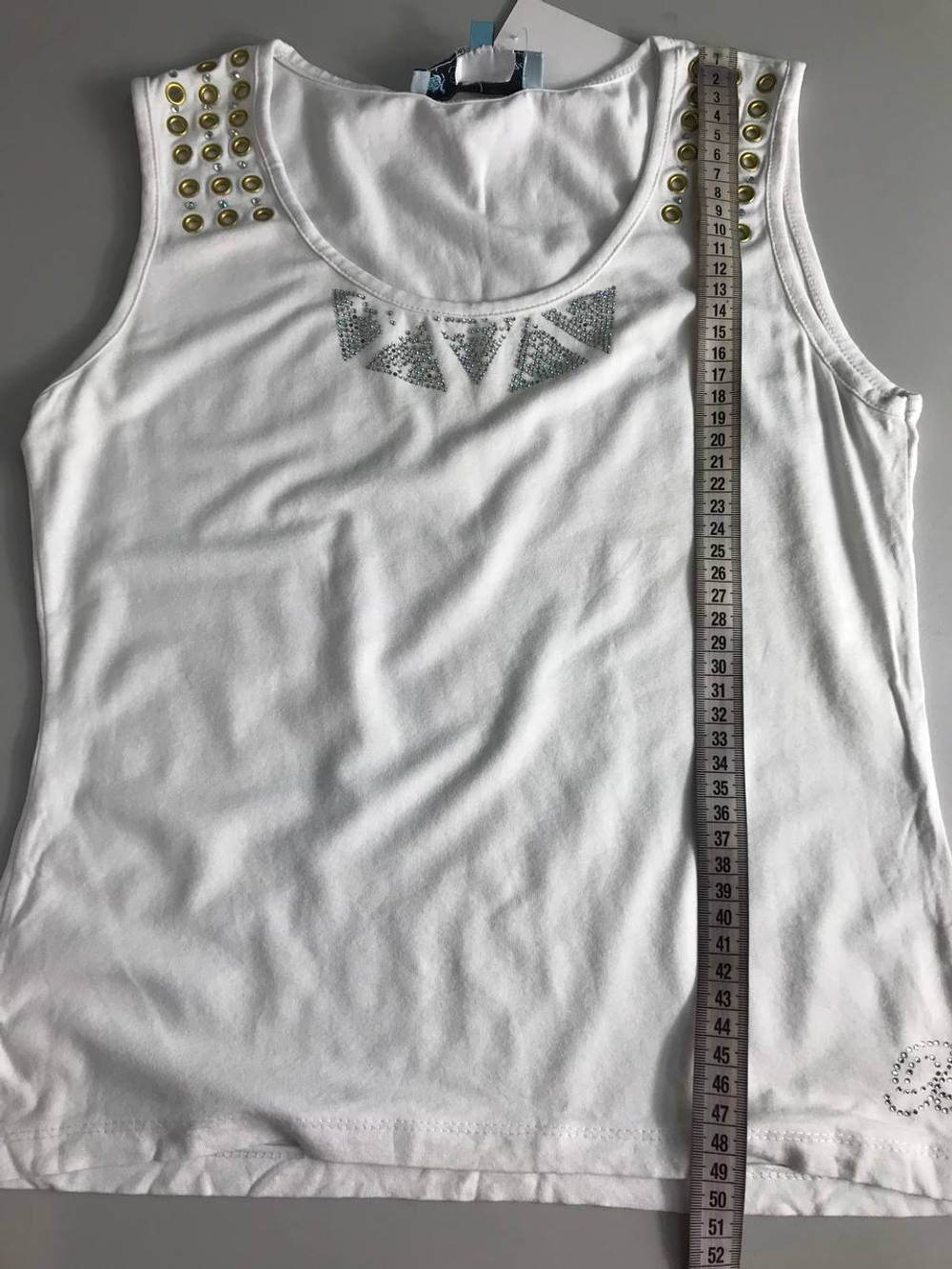 Топ Blumarine с россыпью страз, в стилистике бренда 46 размер