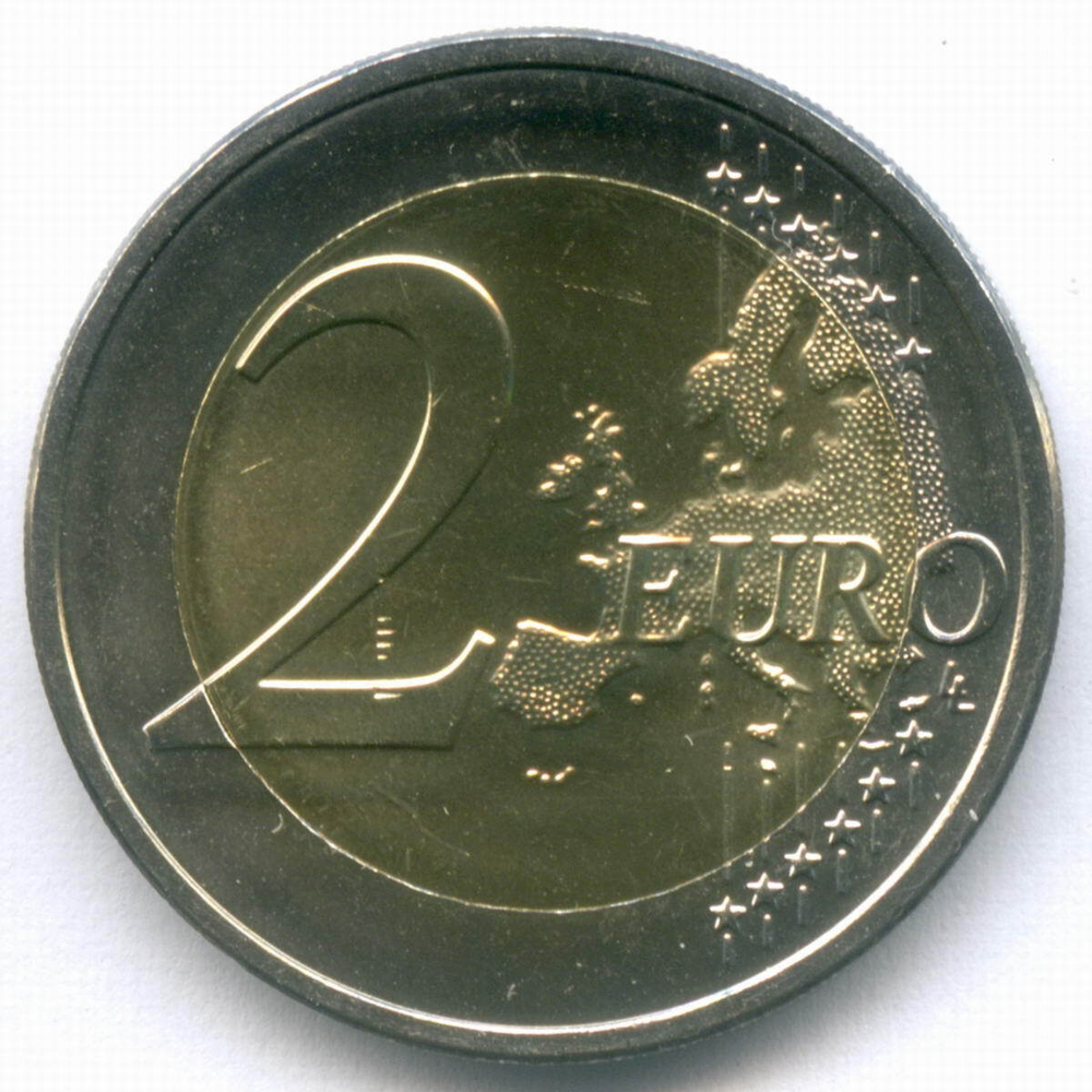 2 евро 2015 год. Мальта. 100 лет Первому полету из Мальты. Биметалл UNC
