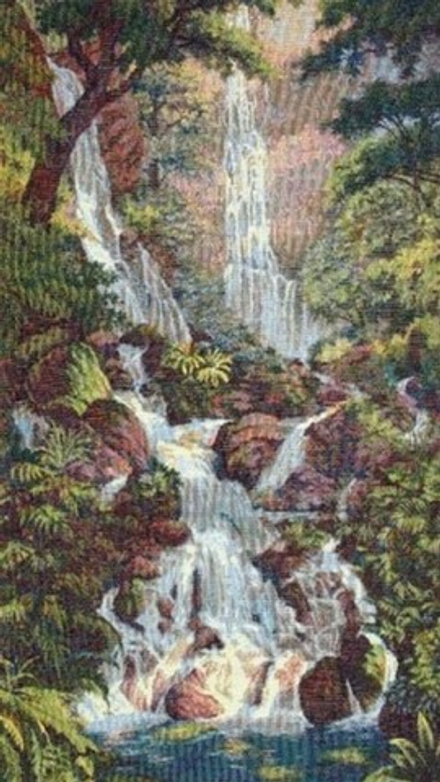 Гобеленовая картина "D. ВОДОПАД РОМАНТИКА" в багетной раме, Россия.