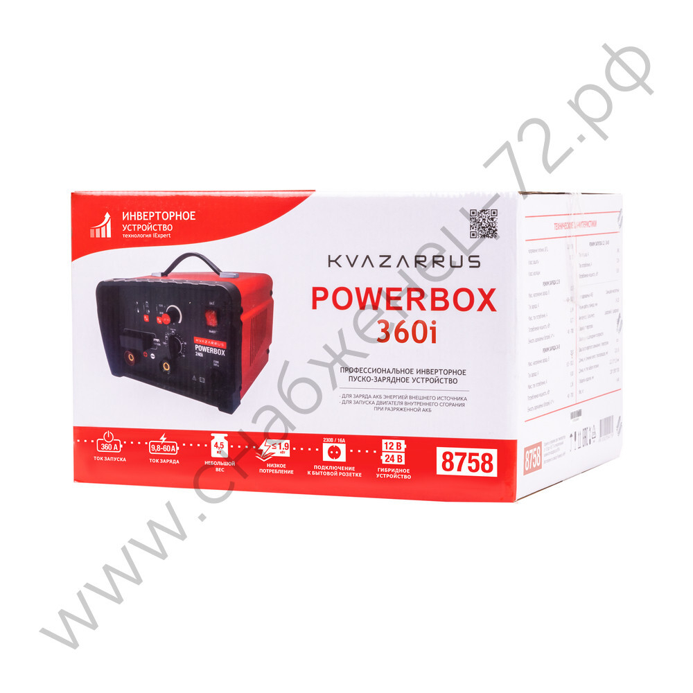 Инверторное пуско-зарядное устройство KVAZARRUS PowerBox 360i, таймер, цветная коробка