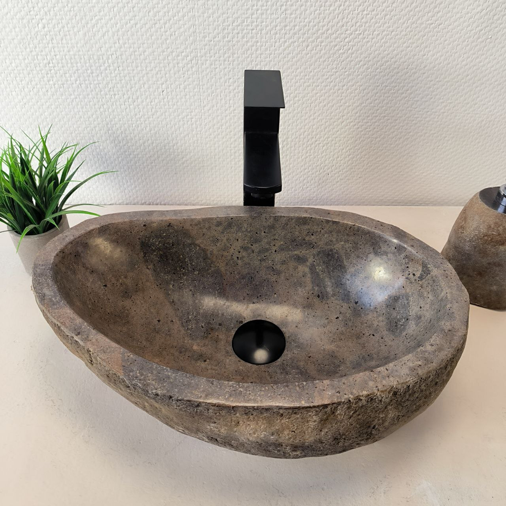 Раковина из речного камня RS-66028 47х31х14 из натурального камня