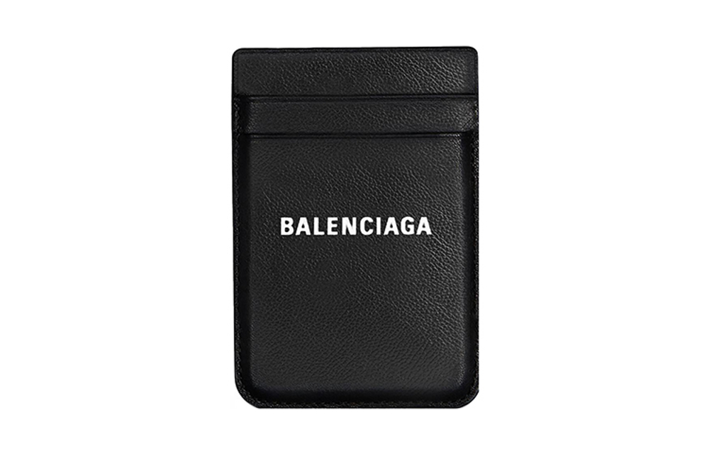 Balenciaga Cash Magnet 2 Card Slots Phone Card Holder Black/White