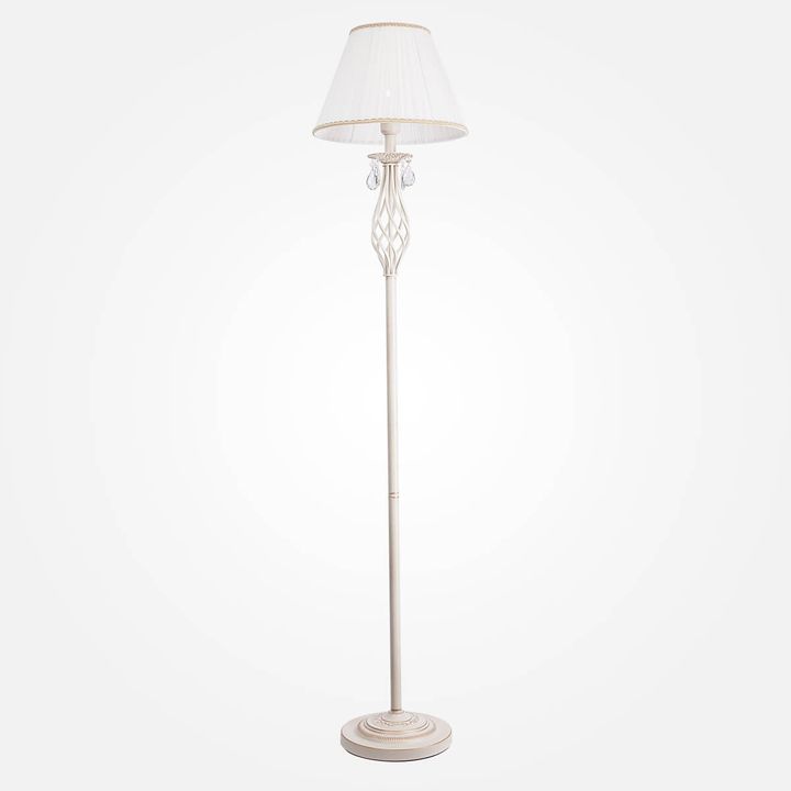 Торшер Eurosvet 10073/1 белый с золотом/прозрачный хрусталь Strotskis