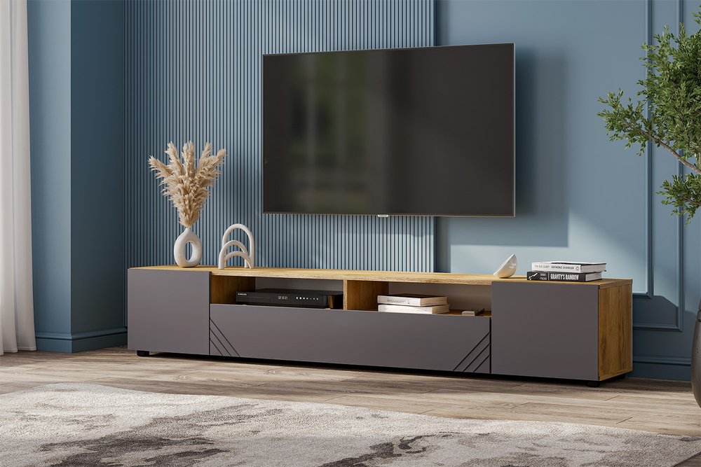 Тумба для ТВ Байкал, Дуб золотой, Графит