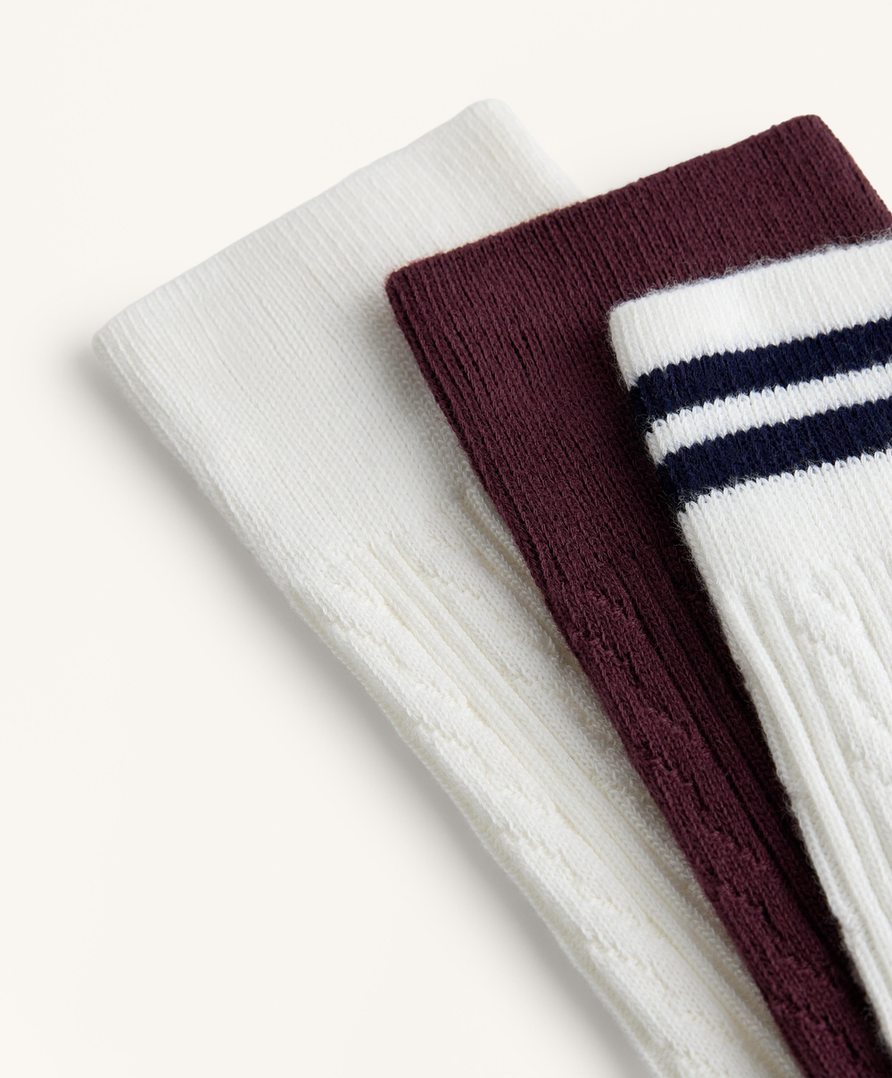 OYSHO Три пары классических носков из смесового хлопка, винный