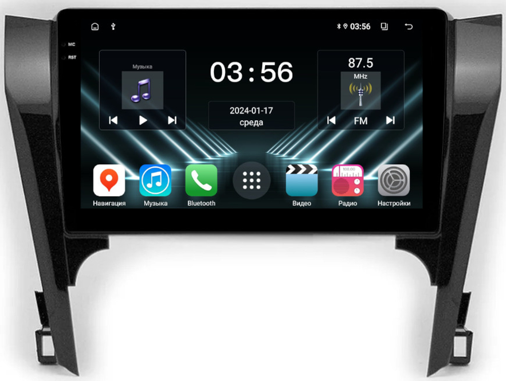 Магнитола Toyota Camry 50 2011-2014 (рамка черная глянцевая) - FarCar DX10-7048FB монитор 10.36" IPS на Android 13, 4+64Гб, CarPlay