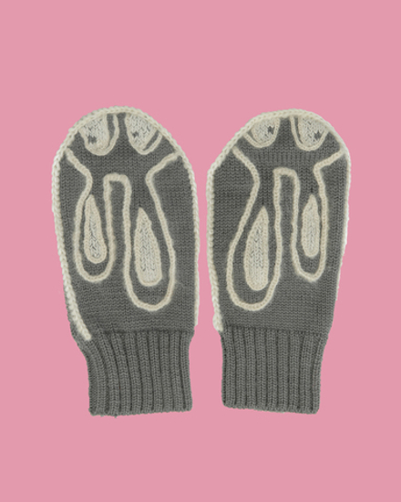 Серые варежки «Зайчики»