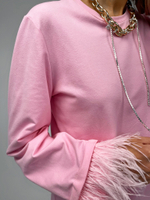 Лонгслив со съёмными перьями на рукавах розовый 5