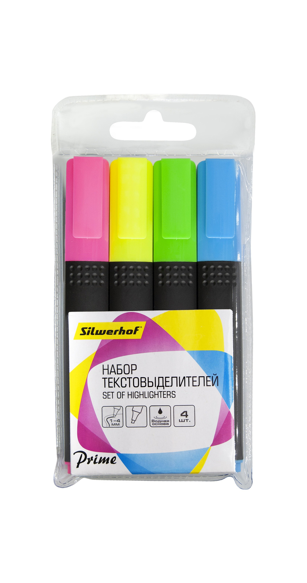 Маркер текст. 4 цв. Silwerhof Prime+ скошенный пишущий наконечник 1-4мм