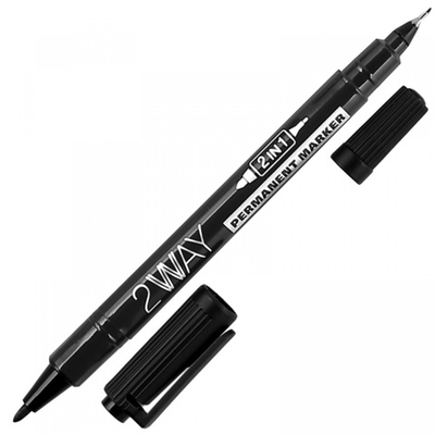 Маркер перманентный двухсторонний Hatber 2WAY, 0.5 мм / 1 мм, чёрный, 1 шт