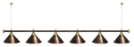 Лампа STARTBILLIARDS 6 пл. (плафоны зеленые,штанга золотая,фурнитура золото)