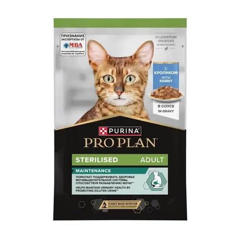 Pro Plan пауч для кошек стерилизованных кошек и кастрированных котов (кролик) 85 гр