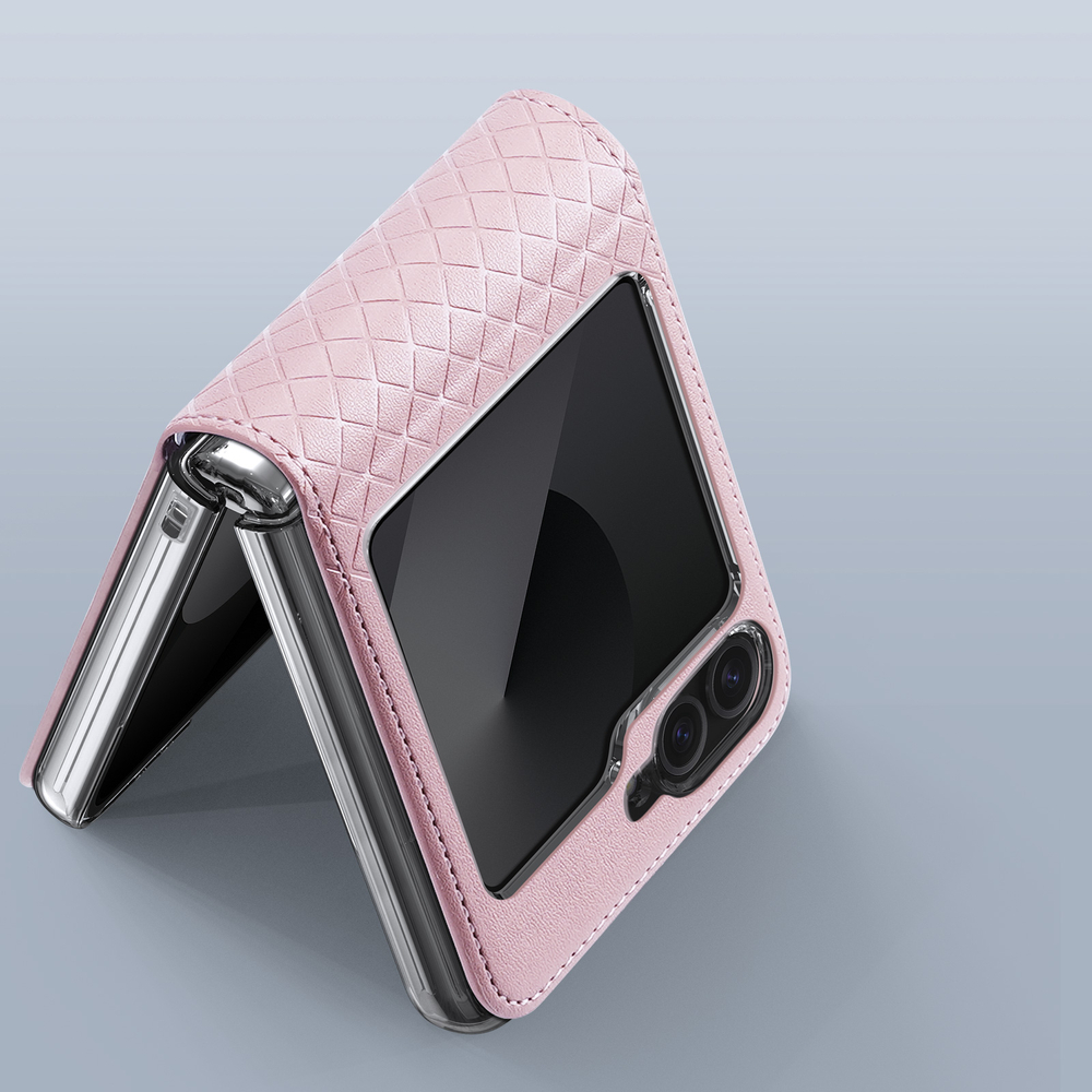 Чехол из кожи розового цвета от Dux Ducis для Samsung Flip6 и Flip7 FE (W25), серия Bril Series Case