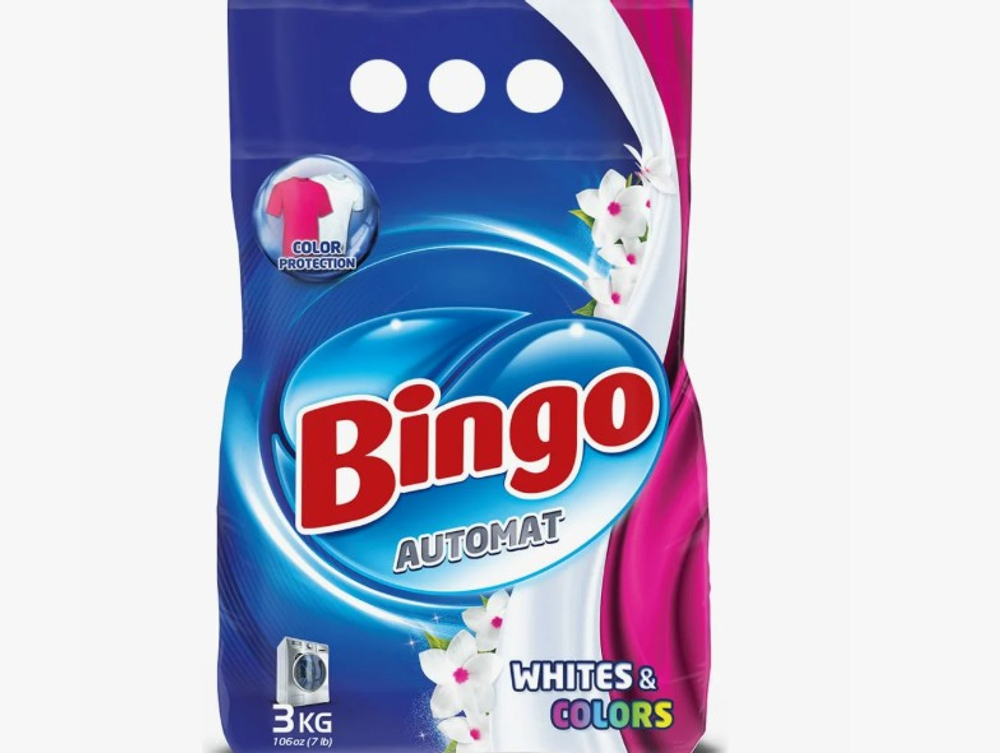 BINGO 3 КГ СТИРАЛЬНЫЙ ПОРОШОК ДЛЯ БЕЛОГО И ЦВЕТНОГО ECO WHITE&COLORS *6