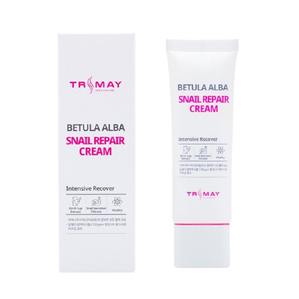 TRIMAY Заживляющий крем с берёзовым соком и муцином улитки Snail Repair Betula Alba Cream 50 ml