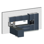 Комплект кухонной мебели с островом Lube Clover, цвет серый, комплект бытовой техники включает в себя встраиваемый холодильник с морозильной камерой, смеситель, духовой шкаф, варочную поверхность и посудомоечную машину, 49327