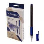 Ручка гелевая Alingar, "SOFT GEL", 0,6 мм, синяя, металлизированный наконечник, резиновый грип, круглый, прозрачный, пластиковый корпус, карт. уп.