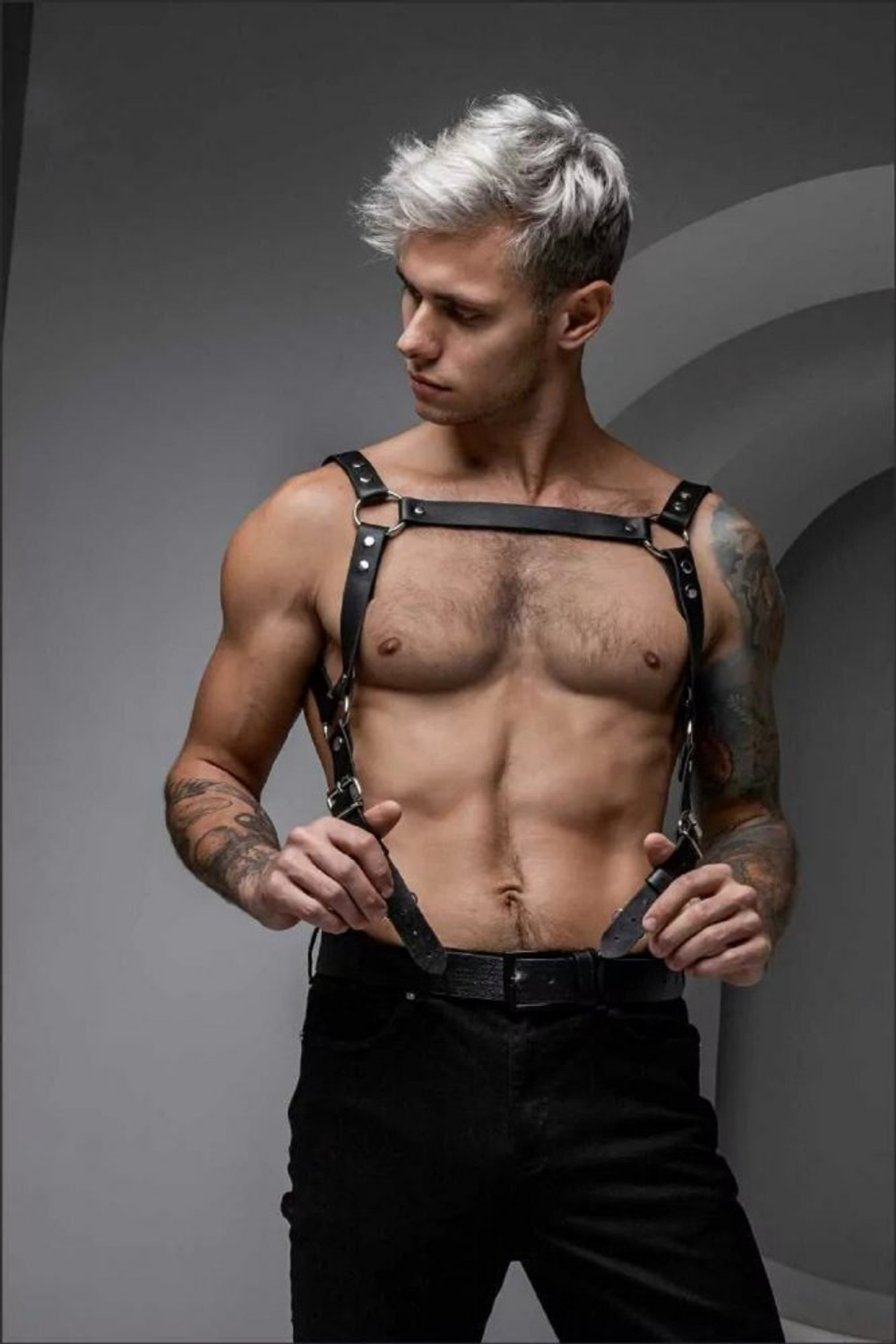 Портупея мужская Ra кожа черная L/XL