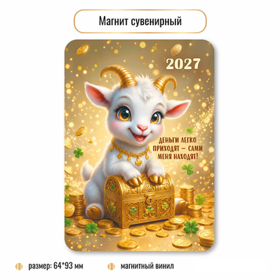 Магнит сувенирный 2027 символ года деньги легко приходят