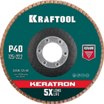 KRAFTOOL КERATRON 125 х 22.2 мм, P40, круг лепестковый керамический торцевой по нержавеющей стали (36598-125-40)
