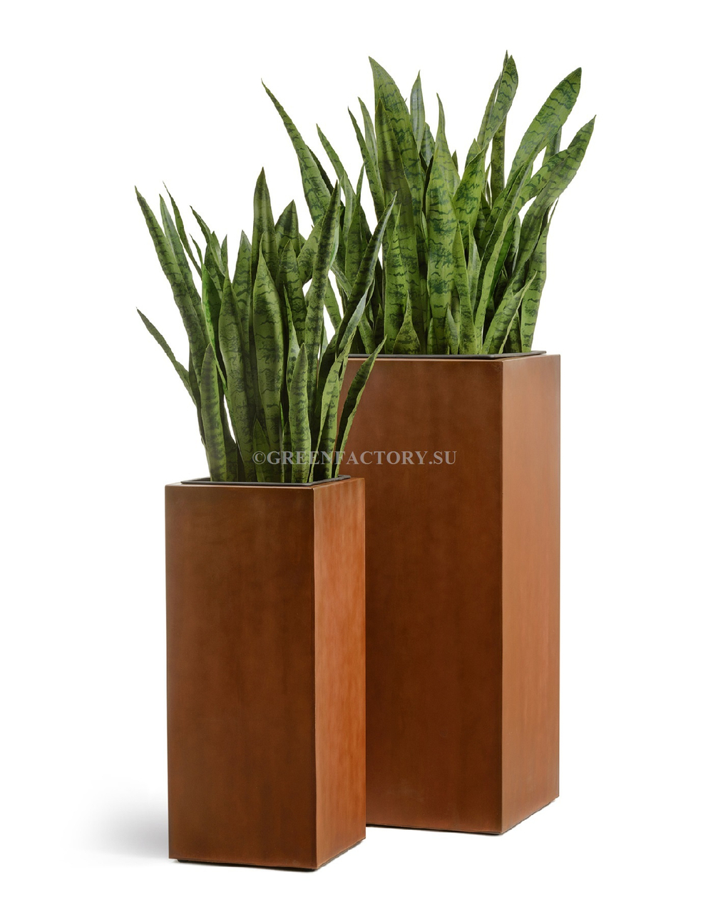 Кашпо TREEZ Effectory - серия Corten Steel - Высокий куб - Кортеновская сталь - Бархатистая окись