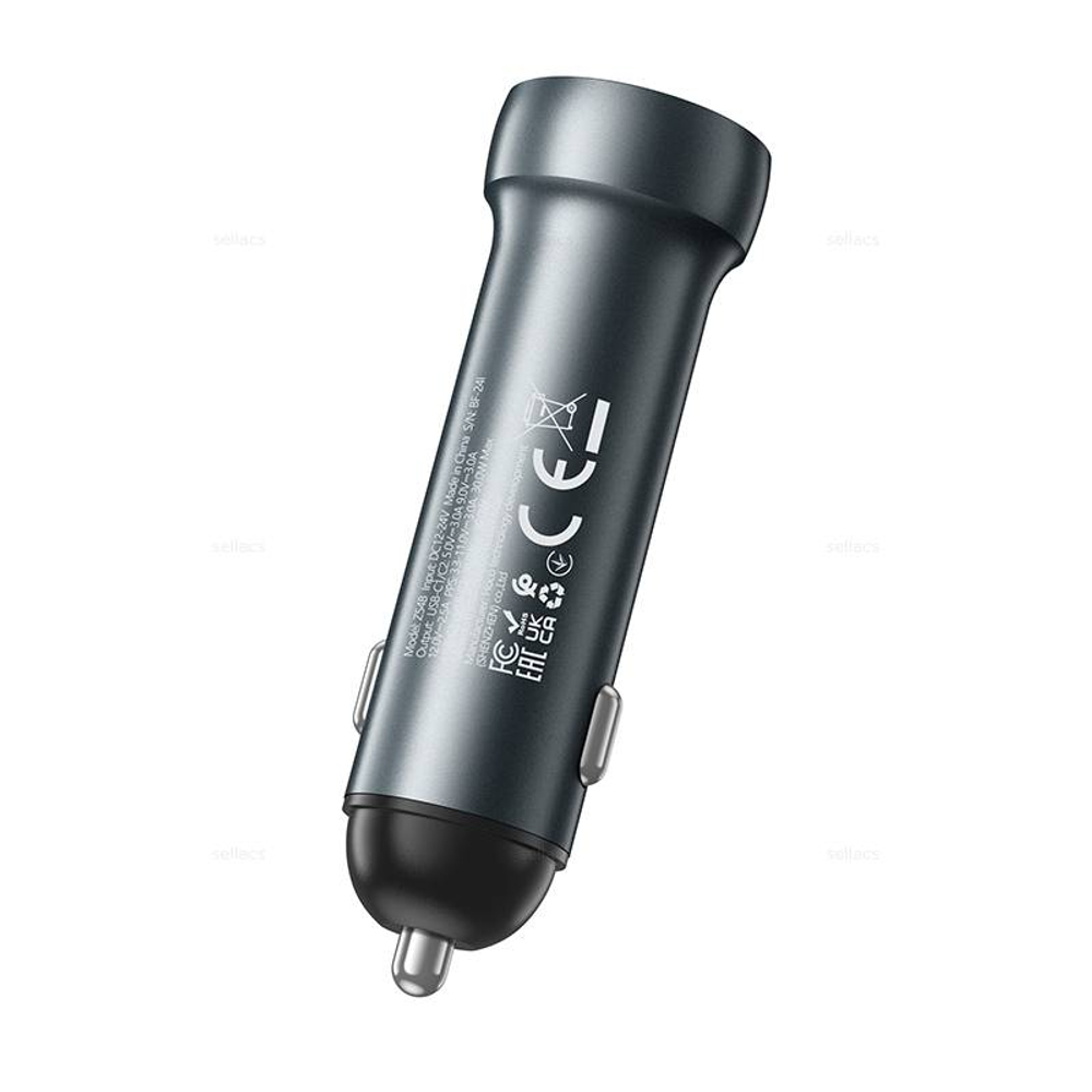 Автомобильное зарядное устройство Hoco Z54B PD60W(2C) (metal grey)