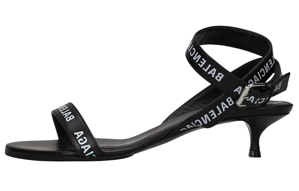 Balenciaga Leather One Strap Sandals 4cm Women"s Black