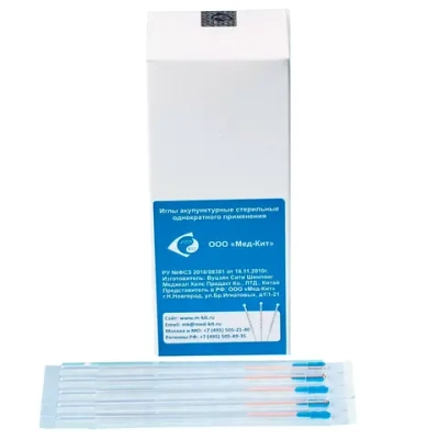 Иглы акупунктурные стальные стерильные с направителем 0,3х75 мм Мед-Кит 200 шт