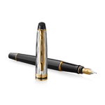 Перьевая ручка Waterman Reflections of Paris Expert DeLuxe Black GT, перо M, чернила: blue в подарочной коробке
