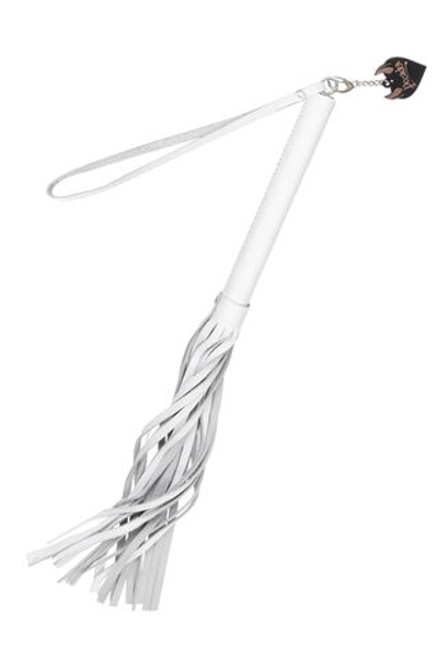 Белая кожаная плеть - 50 см. (Цвет: белый)