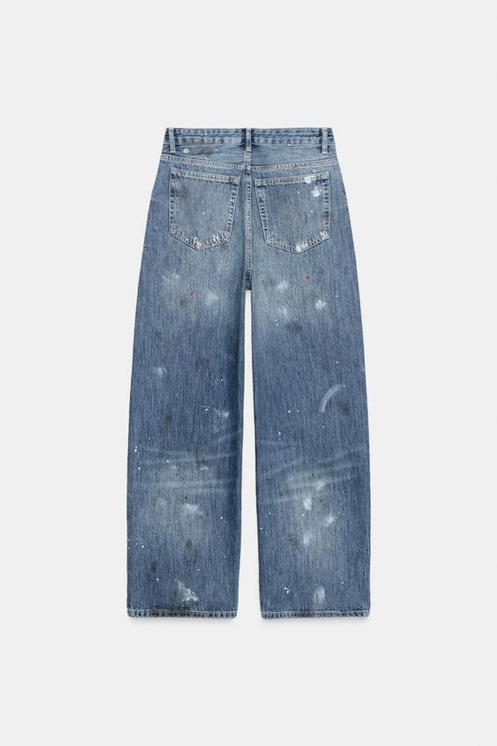 ZARA ДЖИНСЫ TRF СВОБОДНОГО КРОЯ ОВЕРСАЙЗ С ВЫСОКОЙ ПОСАДКОЙ, СИНИЙ