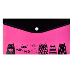 Папка д/документов на кнопке 26x14см 1 отд. "Коты с рыбками" (Феникс+)