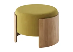 Банкетка Lagom D 62 см (янтарный FiberGuard, натуральный дуб)