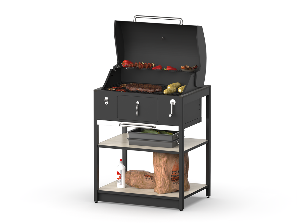 Барбекю гриль Lounge B-05B, 79 см, дуб сонома/черный мрамор