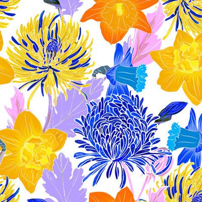 нарциссы и хризантемы