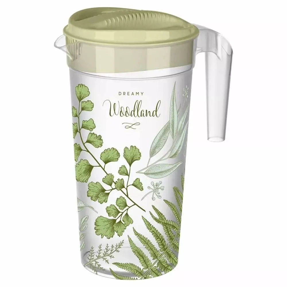 Кувшин с крышкой и декором 1,5л, Зеленый (комплект 9 шт)