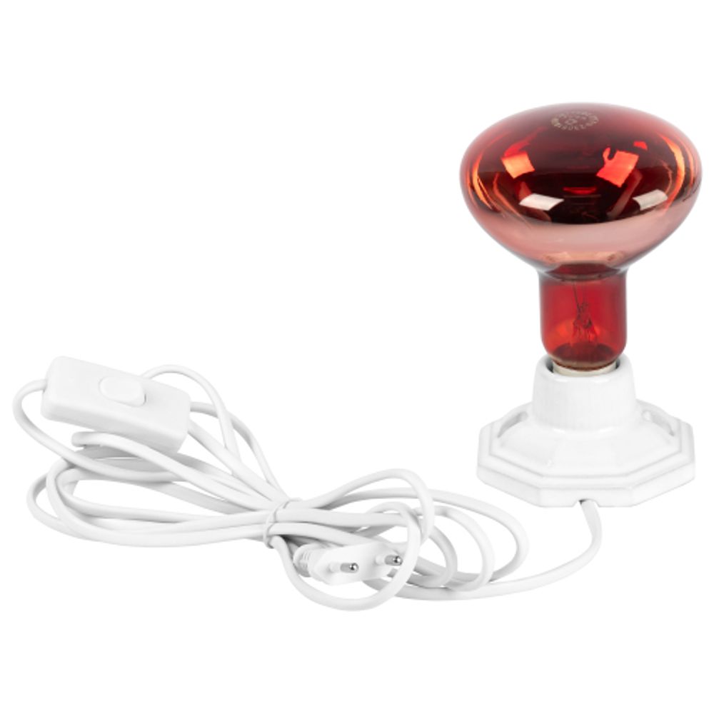 Светильник для инфракрасной лампы ЭРА FITO-Holder-CAP-light 3 м патрон-основание керамический с кабелем и цоколем Е27 | Светильники для растений