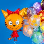 Шар (12''/30 см) Разноцветные листья, Прозрачный (390), кристалл, 5 ст, 25 шт.