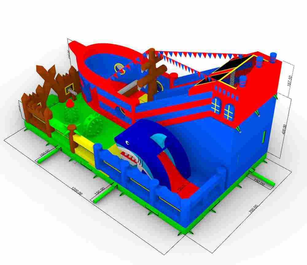 Коммерческий надувной батут «Говорящая акула», 12*7*7,5 м