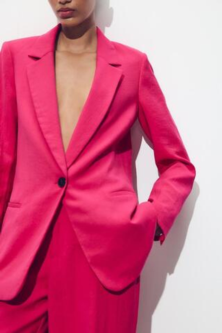 ZARA БЛЕЙЗЕР ИЗ ЖАТОЙ ТКАНИ, ЦВЕТ ФУКСИИ