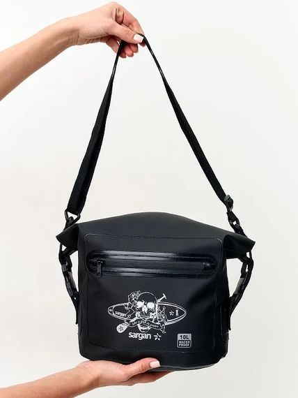 Гермосумка через плечо Sargan Скелетон-САП/Пляжка с доп.карманом 10 л черный